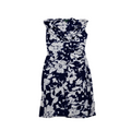 Vestido Ralph Lauren Drapeado Azul Con Flores Blanca Talla10