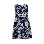 Vestido Ralph Lauren Drapeado Azul Con Flores Blanca Talla10