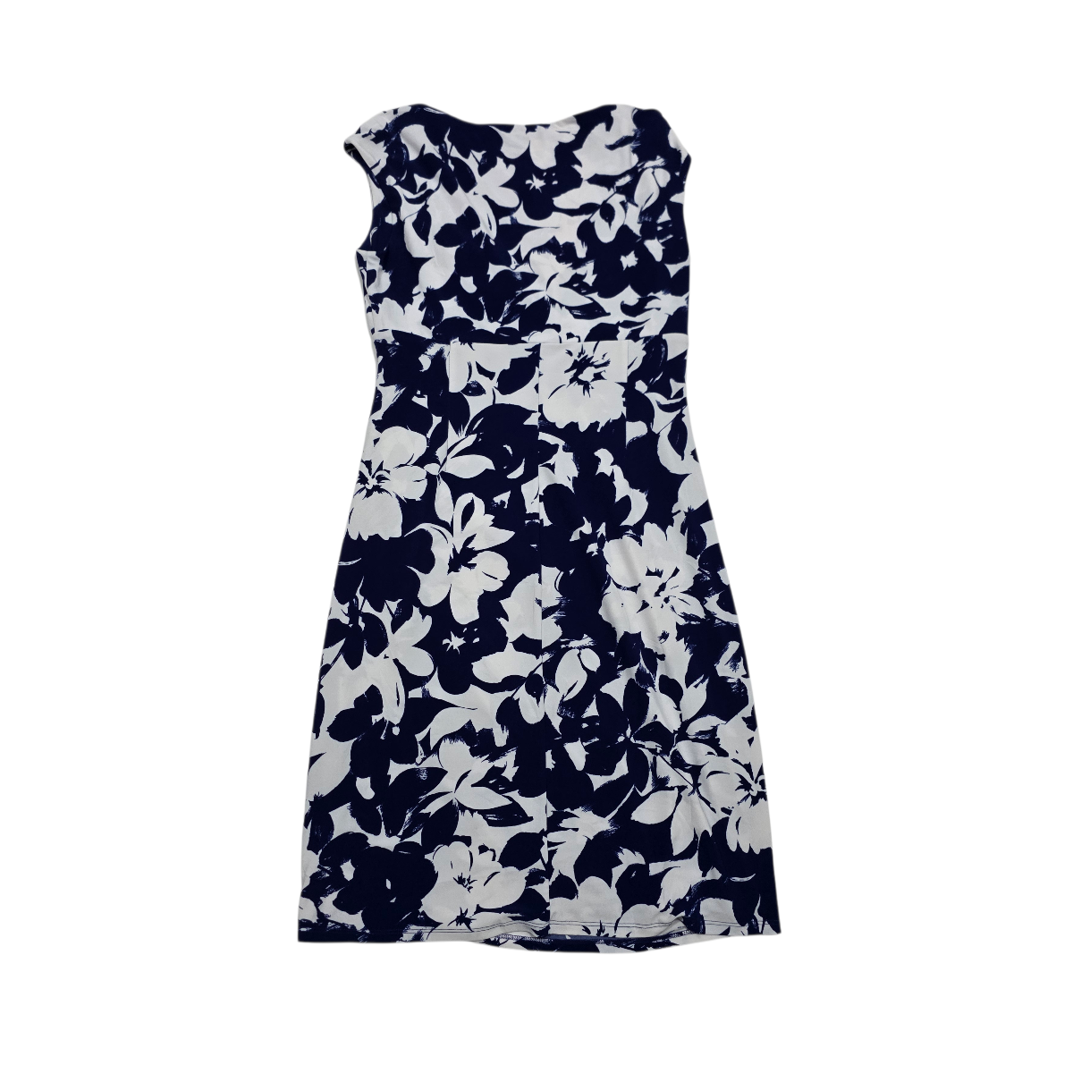 Vestido Ralph Lauren Drapeado Azul Con Flores Blanca Talla10