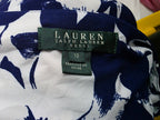 Vestido Ralph Lauren Drapeado Azul Con Flores Blanca Talla10