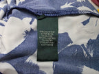 Vestido Ralph Lauren Drapeado Azul Con Flores Blanca Talla10