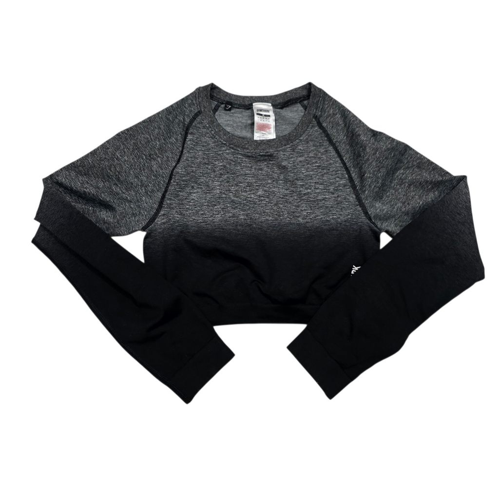 Playera Crop Top Gymshark Mediana M Gris Con Negro