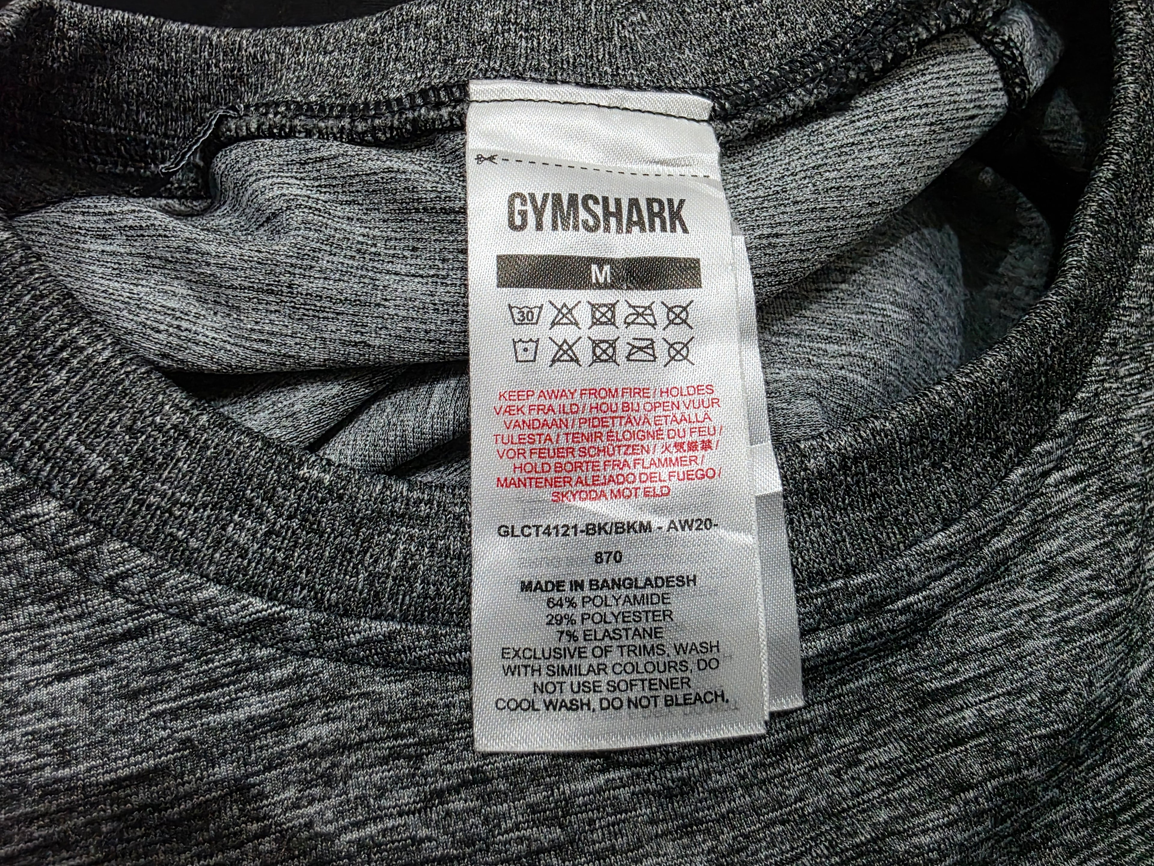 Playera Crop Top Gymshark Mediana M Gris Con Negro