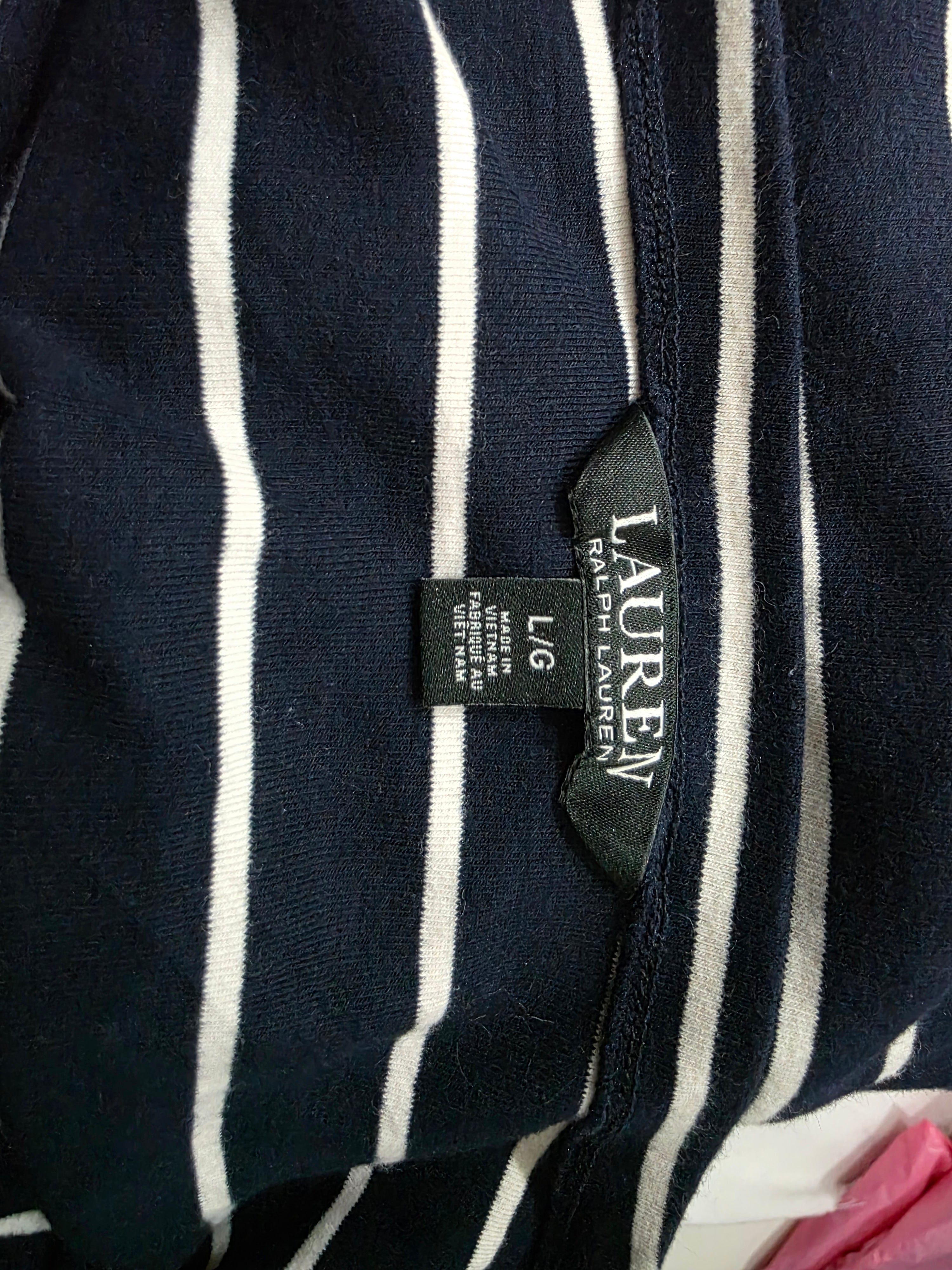 Playera Ralph Lauren L Manga Corta Azul Marino Con Blanco