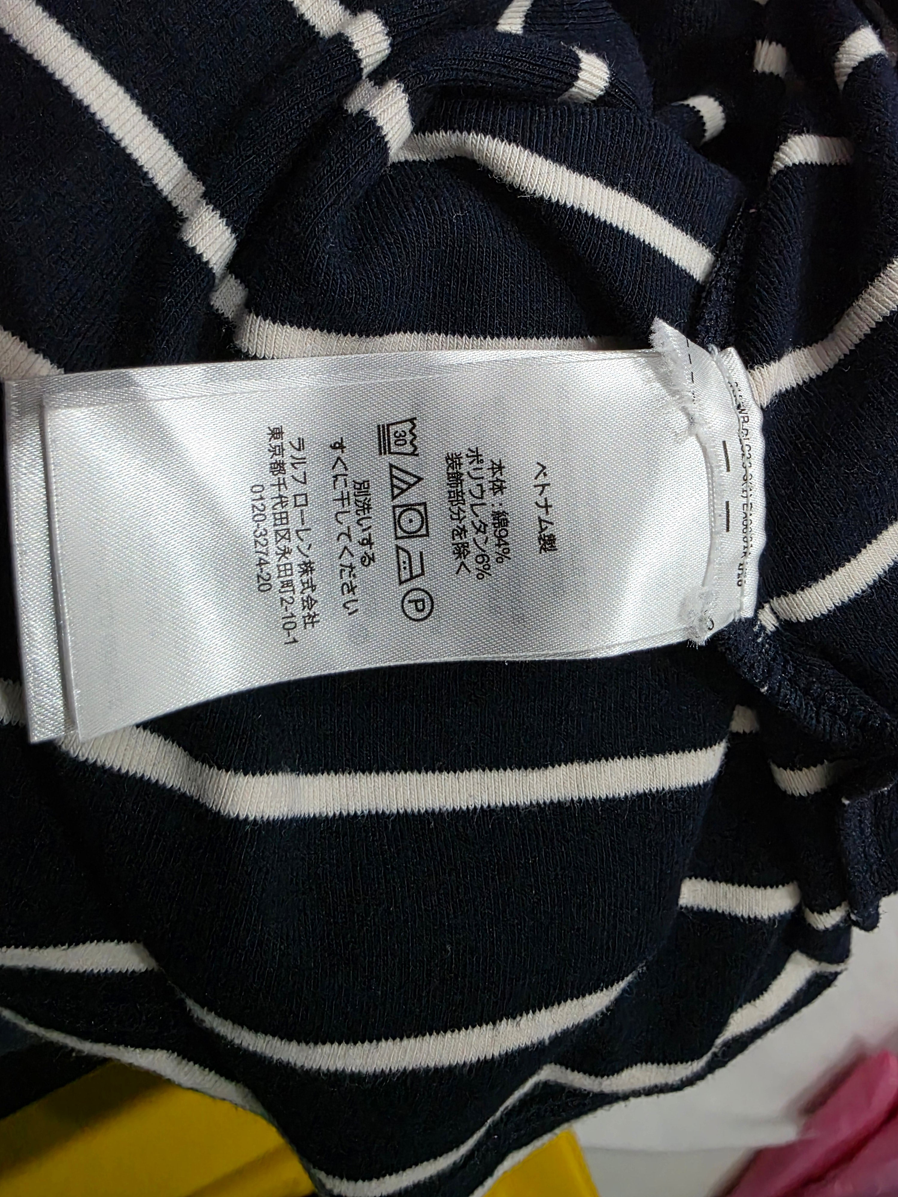 Playera Ralph Lauren L Manga Corta Azul Marino Con Blanco