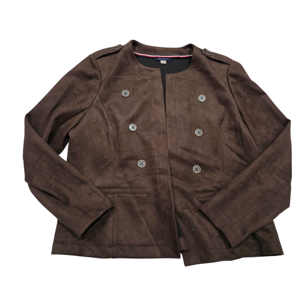 Blazer Tommy Hilfiger De Gamuza Xgrande Xl Café De Mujer