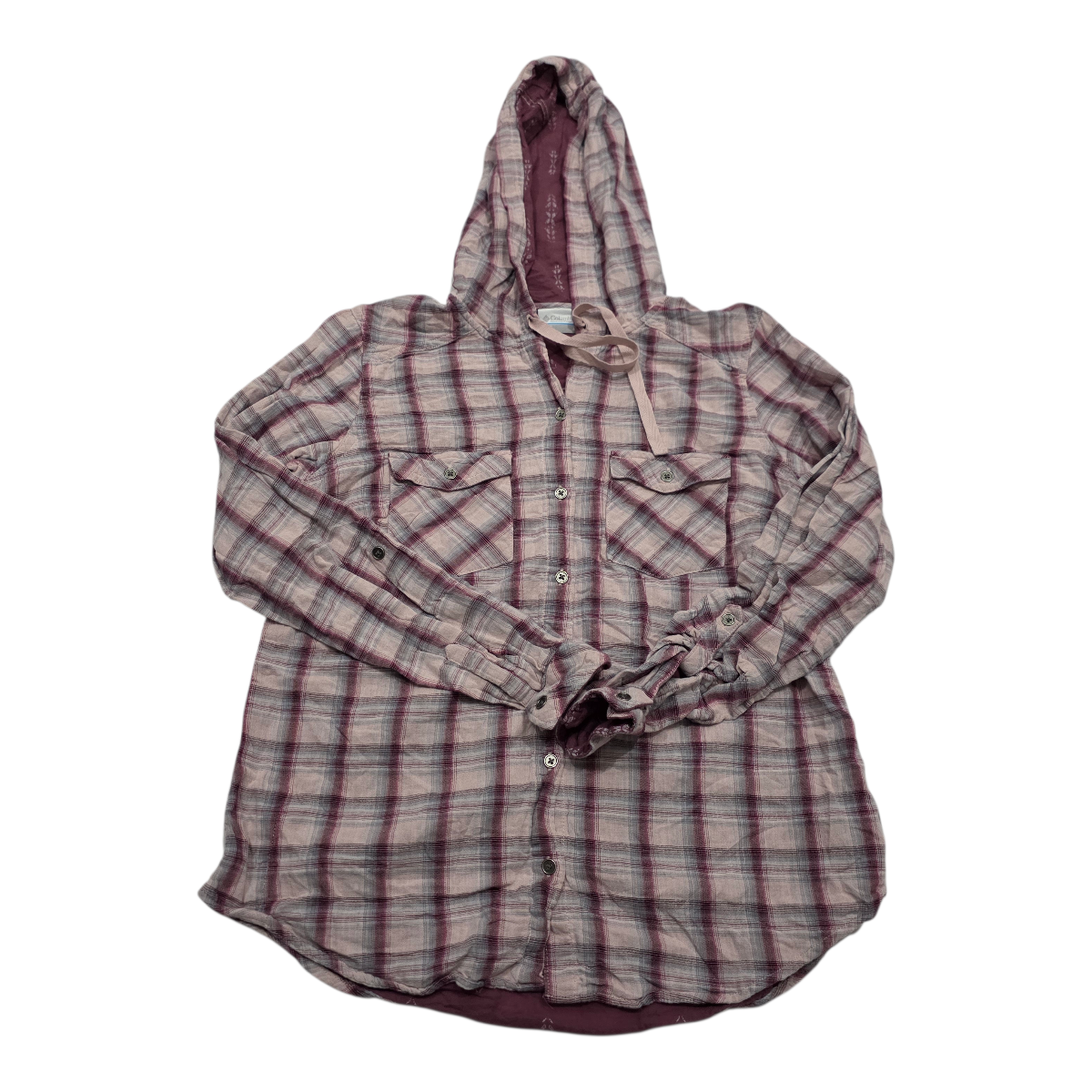 Camisa Con Gorro Columbia De Mujer Color Rosa A Cuadros