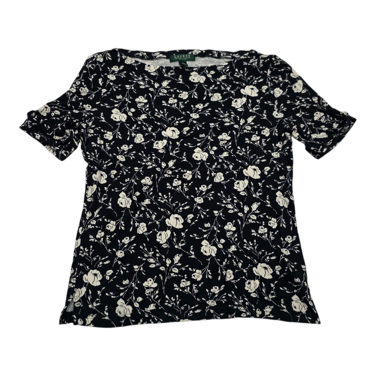 Playera Ralph Lauren P Grande Negra Floreada Mamga Corta