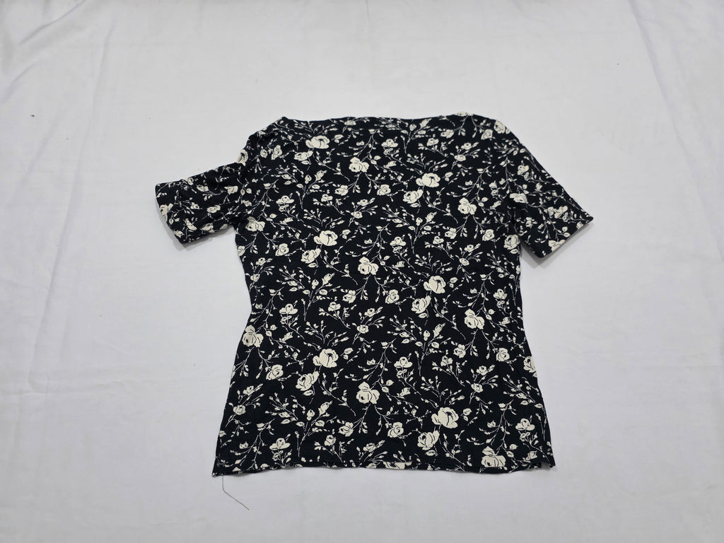 Playera Ralph Lauren P Grande Negra Floreada Mamga Corta
