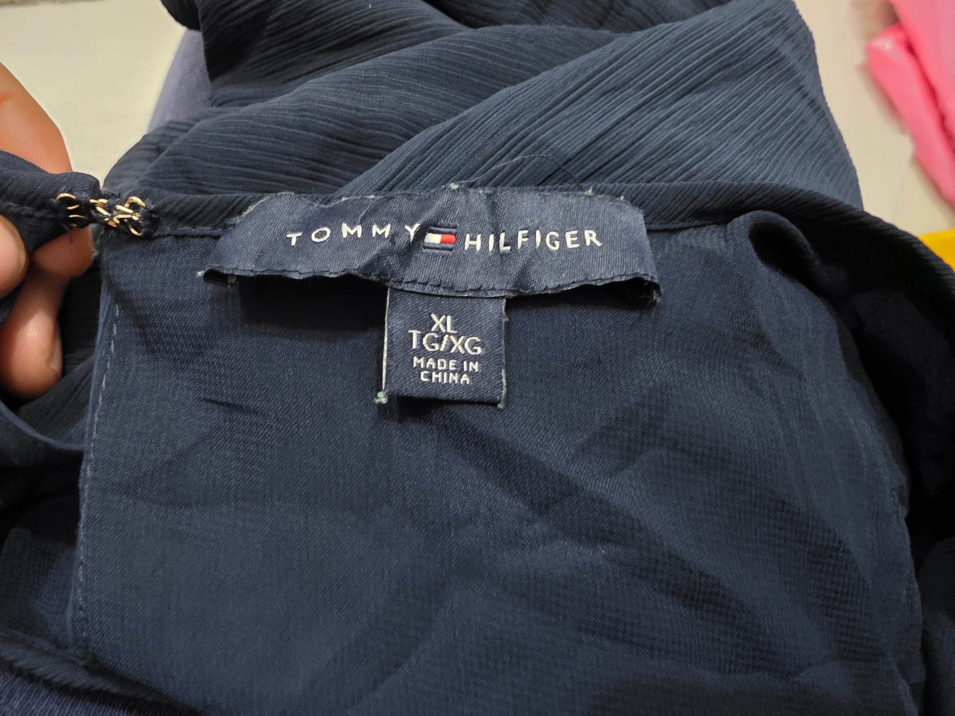 Blusa Tommy Hilfiger Xgrande Xl Manga Larga Azul Marino