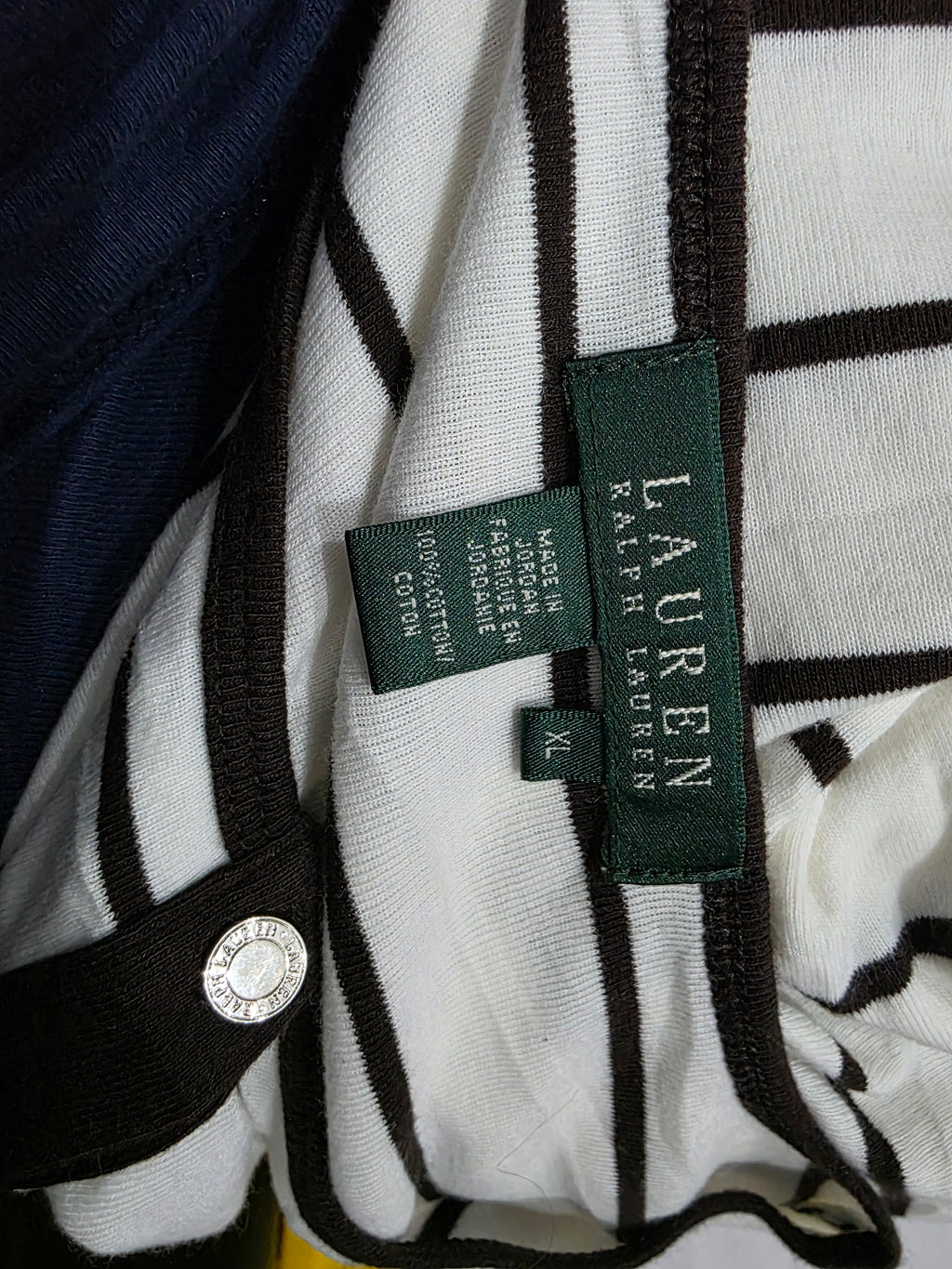 Playera Ralph Lauren Blanca Con Lineas Xl Cuello Manga 3/4