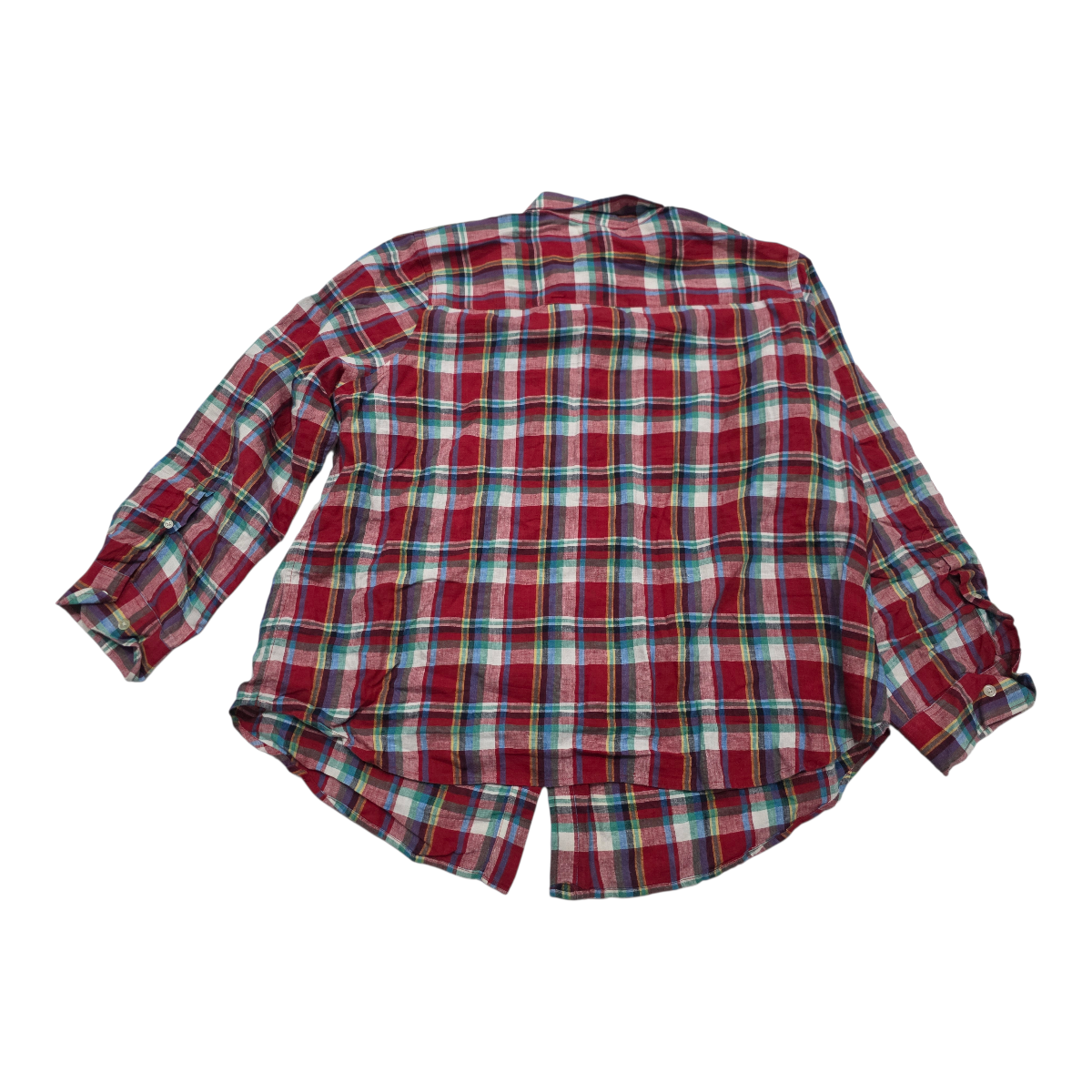 Camisa De Lino Ralph Lauren D Mujer Talla 2x Roja A Cuadros