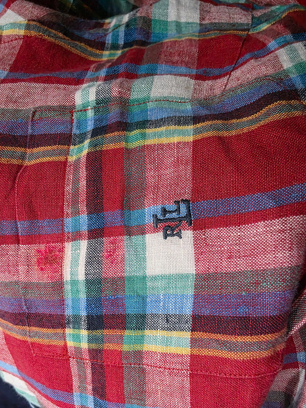 Camisa De Lino Ralph Lauren D Mujer Talla 2x Roja A Cuadros