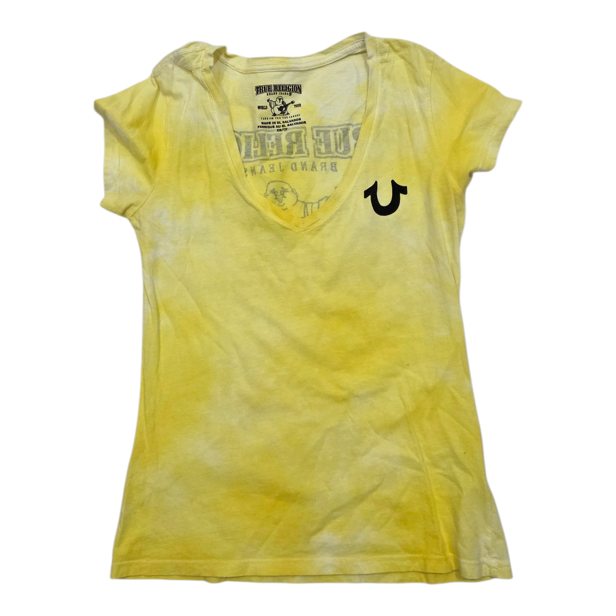 Playera True Religion de Mujer manga corta amarillo Tie dye