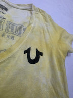 Playera True Religion de Mujer manga corta amarillo Tie dye