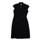 Vestido Calvin Klein Negro Cruzado Elegante Formal Mujer Talla 4