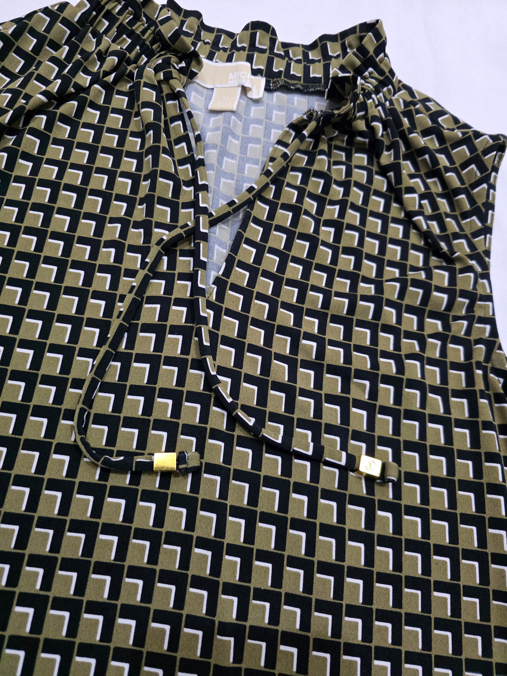 Blusa Michael Kors cuadriculada verde/negro
