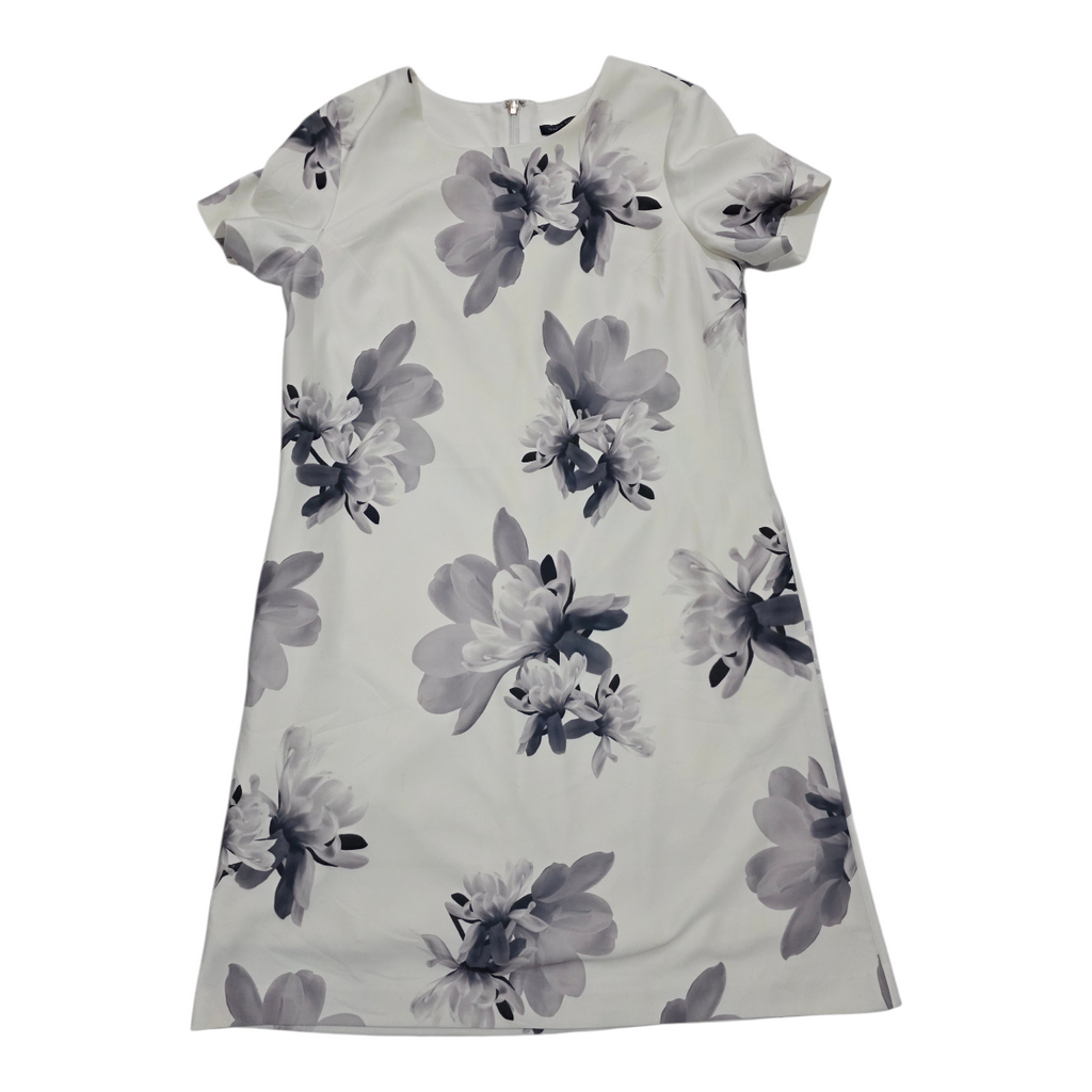 Vestido Tommy Hilfiger blanco con flores grises manga corta