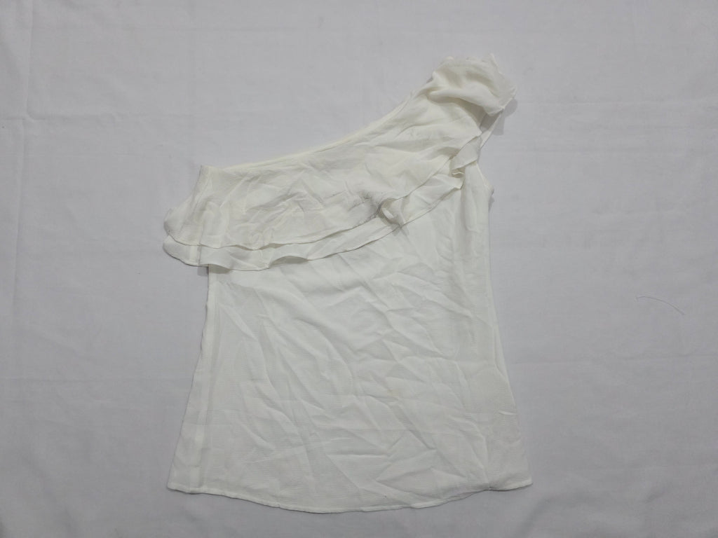 Blusa Michael Kors Blanca Un Hombro con Olan Elegante Mujer