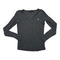 Playera Polo Ralph Lauren gris manga larga poni blanco