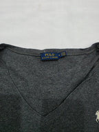Playera Polo Ralph Lauren gris manga larga poni blanco
