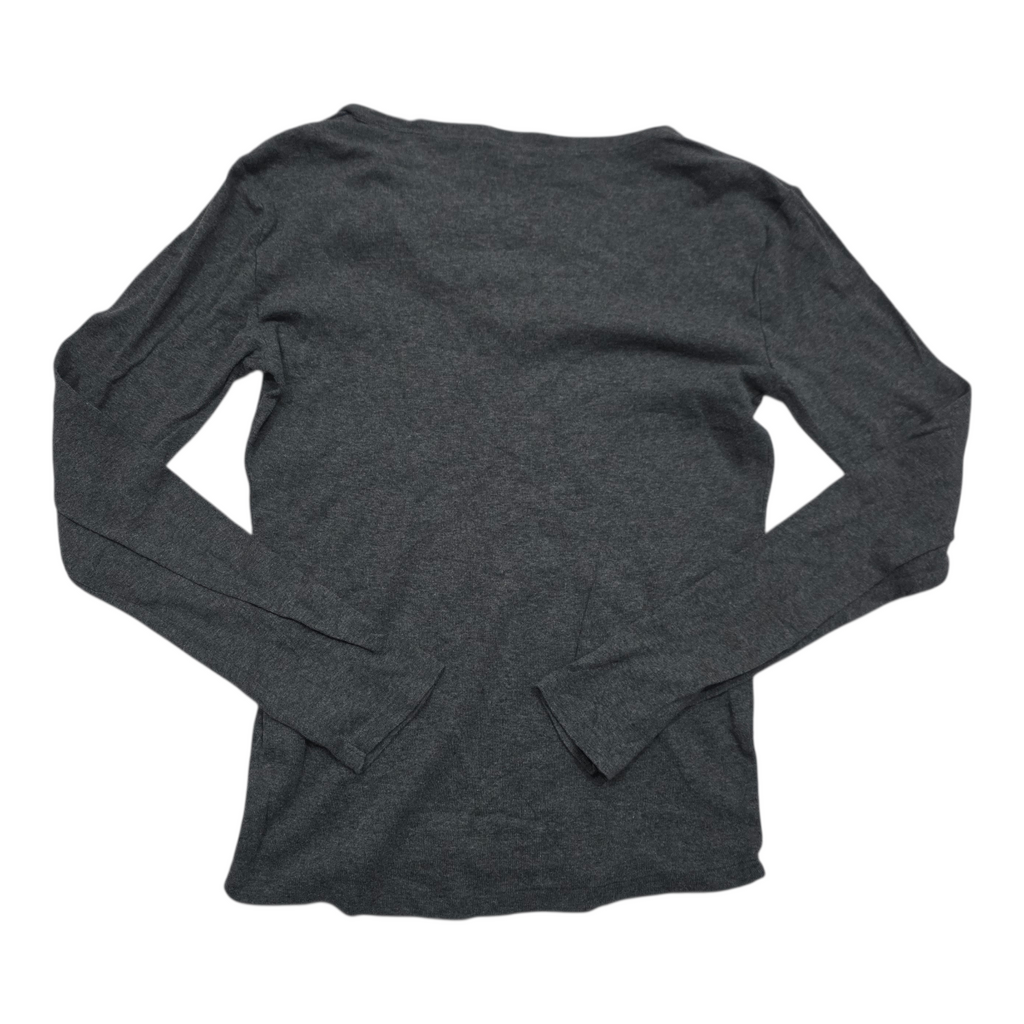 Playera Polo Ralph Lauren gris manga larga poni blanco