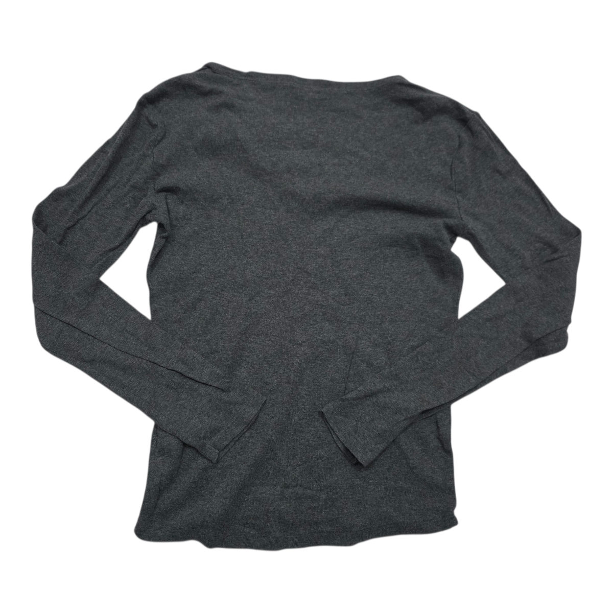 Playera Polo Ralph Lauren gris manga larga poni blanco