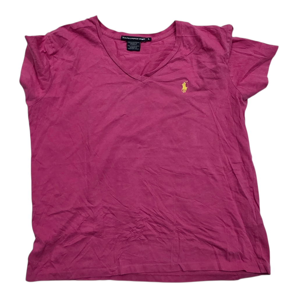 Playera Ralph lauren Sport color rosa oscuro poni amarillo