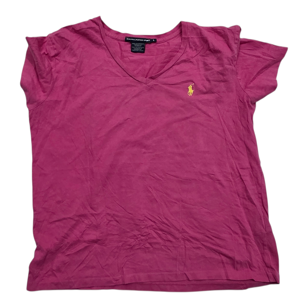 Playera Ralph lauren Sport color rosa oscuro poni amarillo