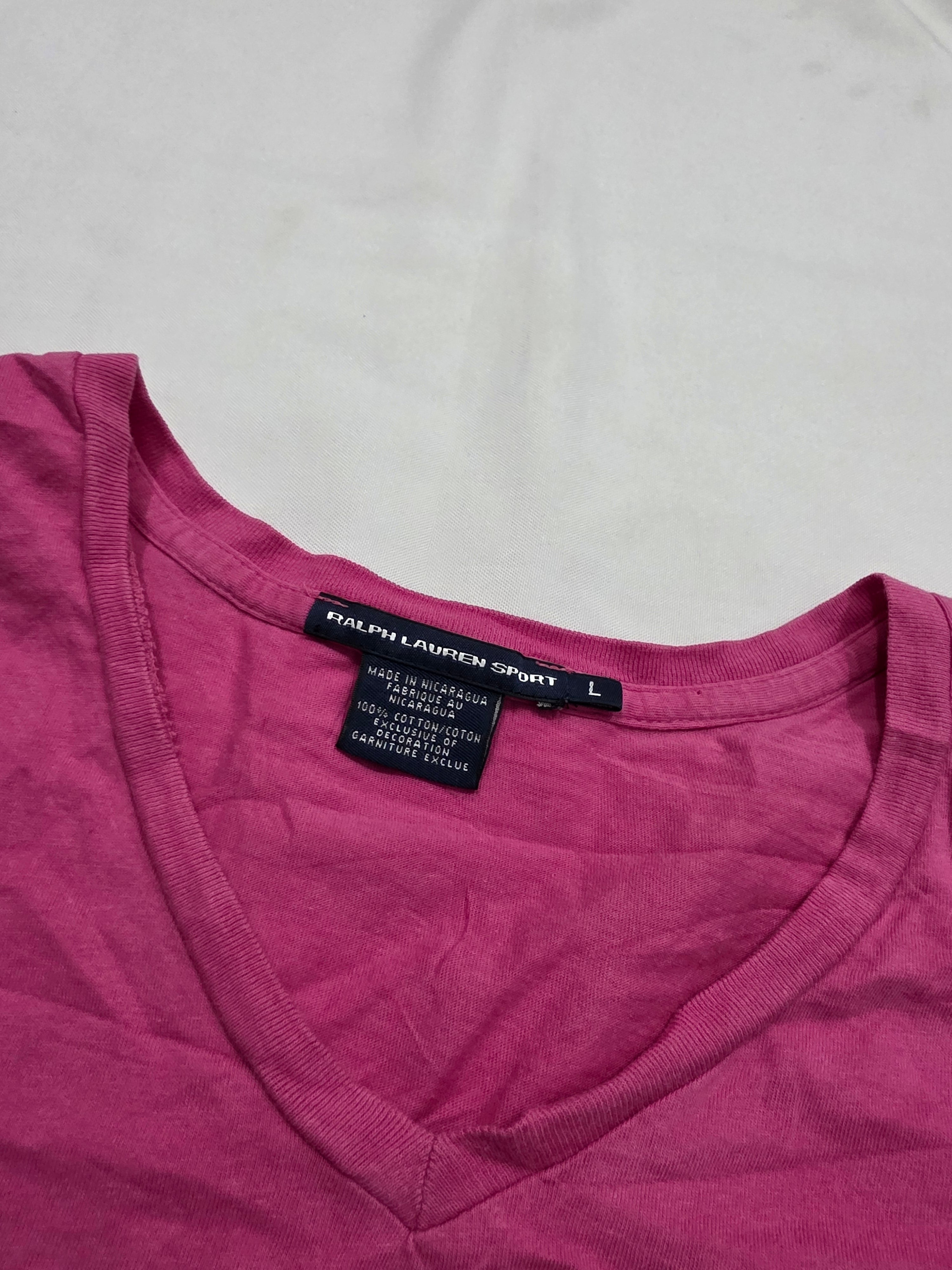 Playera Ralph lauren Sport color rosa oscuro poni amarillo