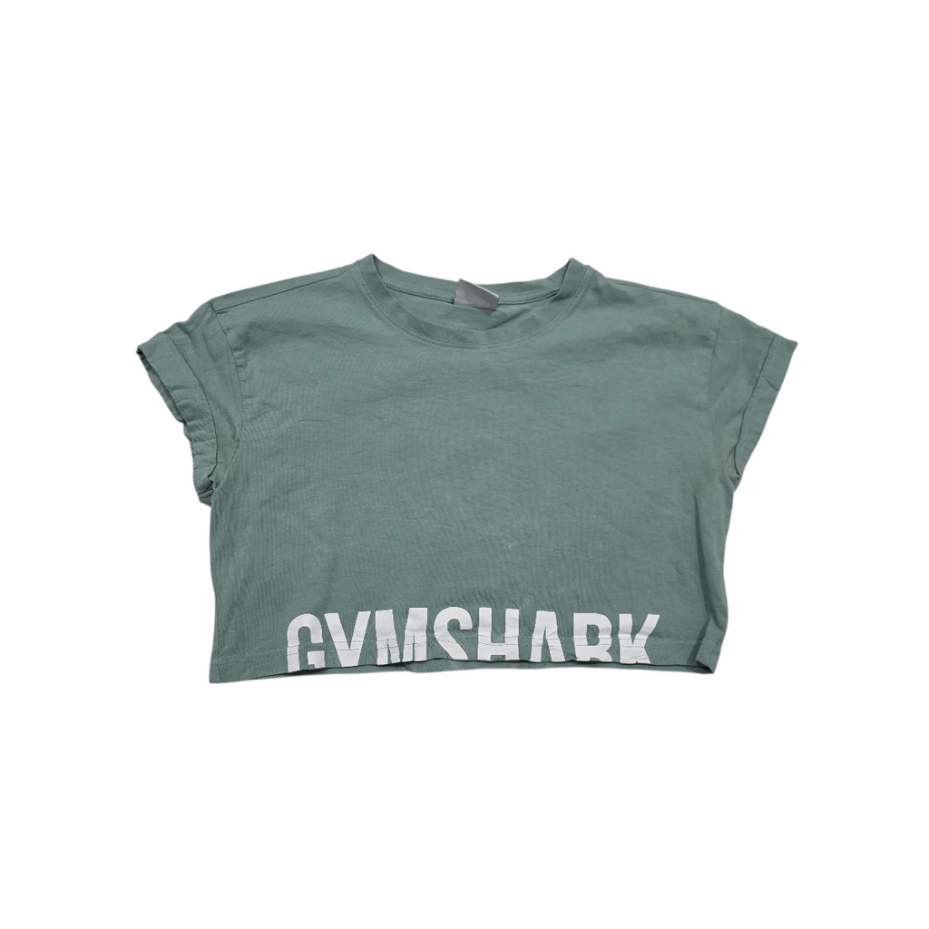 Playera Crop Top Gymshark de Mujer color verde manga corta
