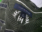 Sueter corto Tommy Hilfiger verde oscuro rayado