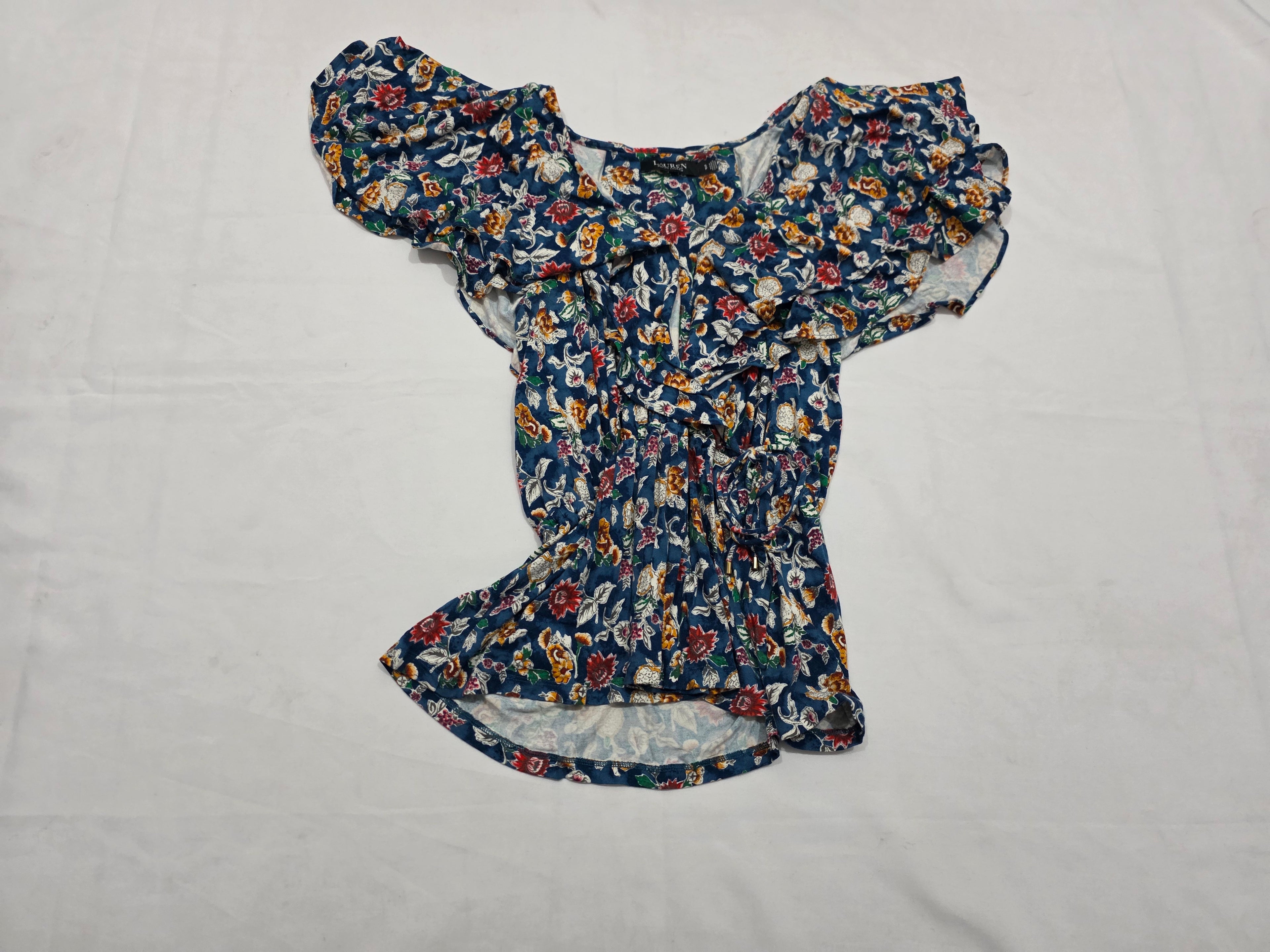 Blusa cruzada Ralph Lauren de Mujer azul floreada