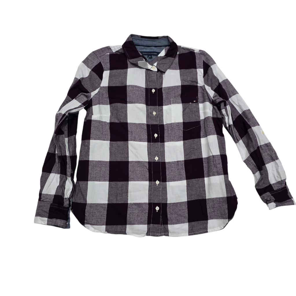 Camisa Tommy Hilfiger de algodón de Mujer color vino/blanco