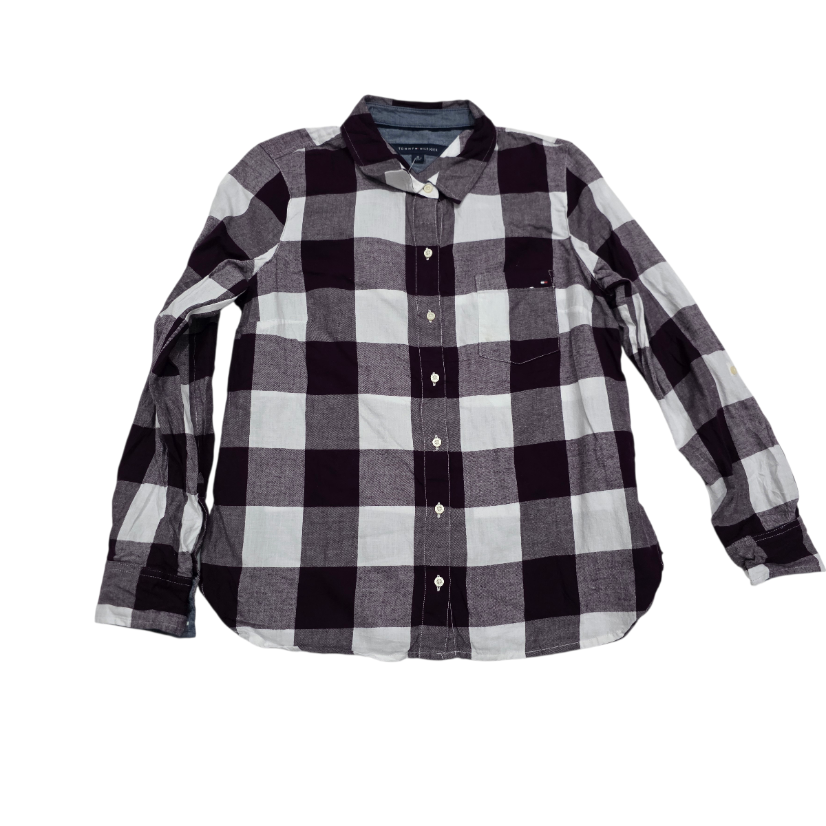 Camisa Tommy Hilfiger de algodón de Mujer color vino/blanco