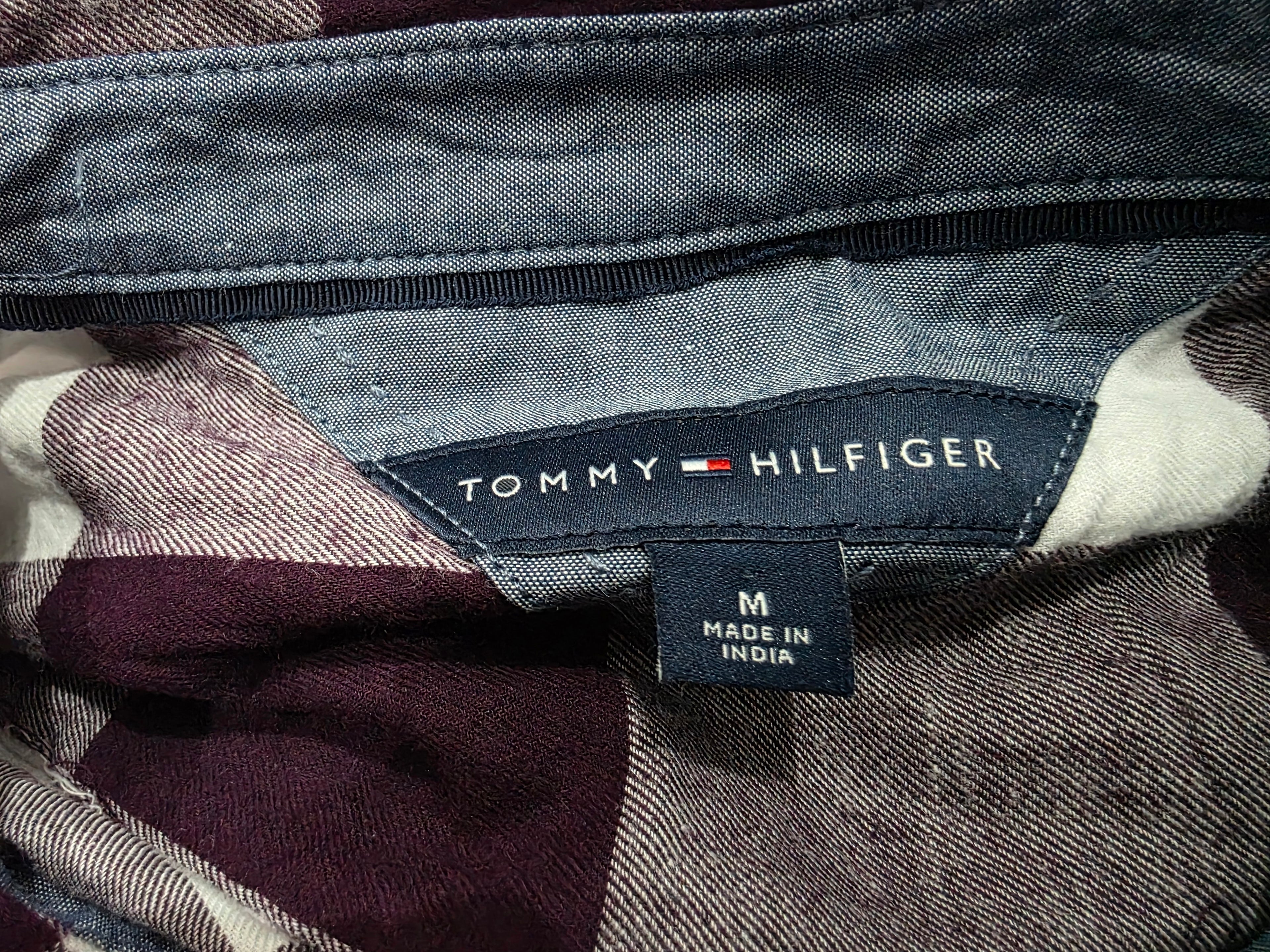 Camisa Tommy Hilfiger de algodón de Mujer color vino/blanco
