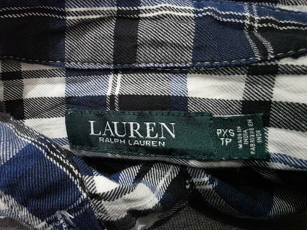 Camisa Ralph Lauren azul a cuadros manga larga de Mujer Extra Chica