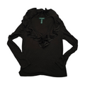 Blusa Ralph Lauren de Mujer color cafe cuello v con olanes