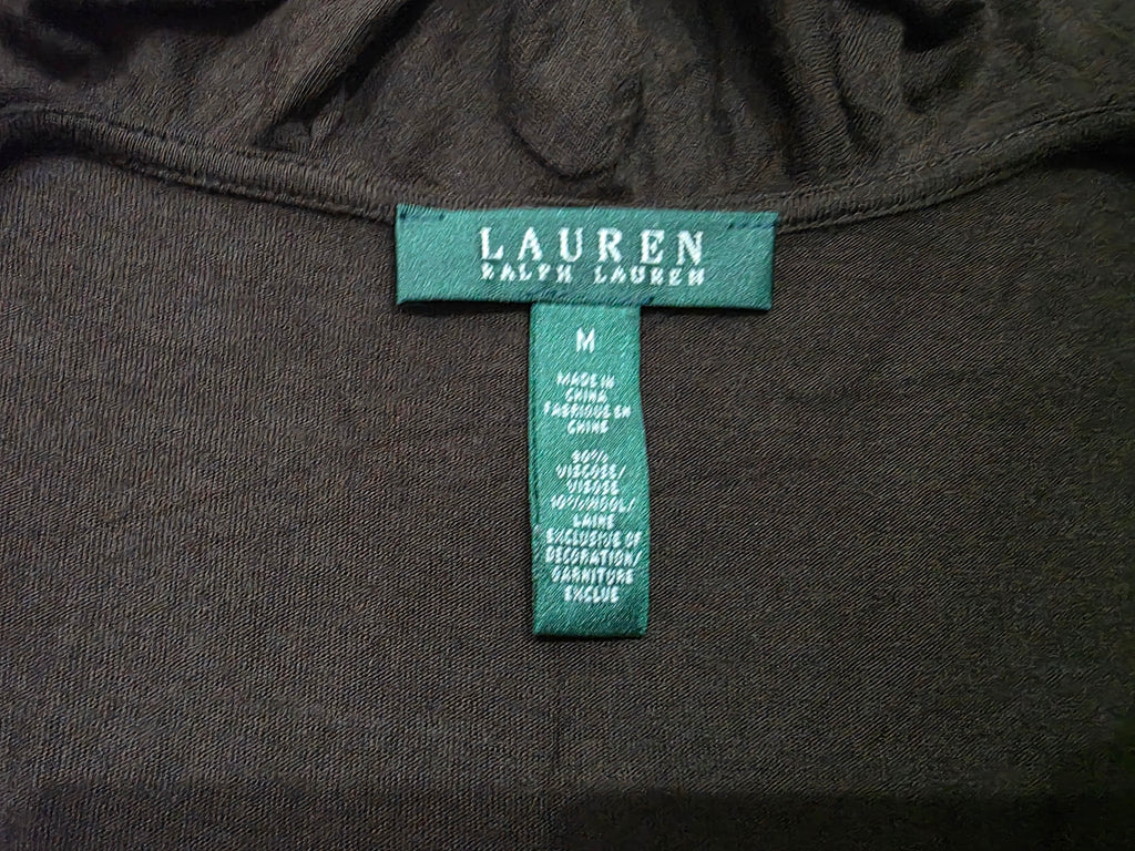 Blusa Ralph Lauren de Mujer color cafe cuello v con olanes