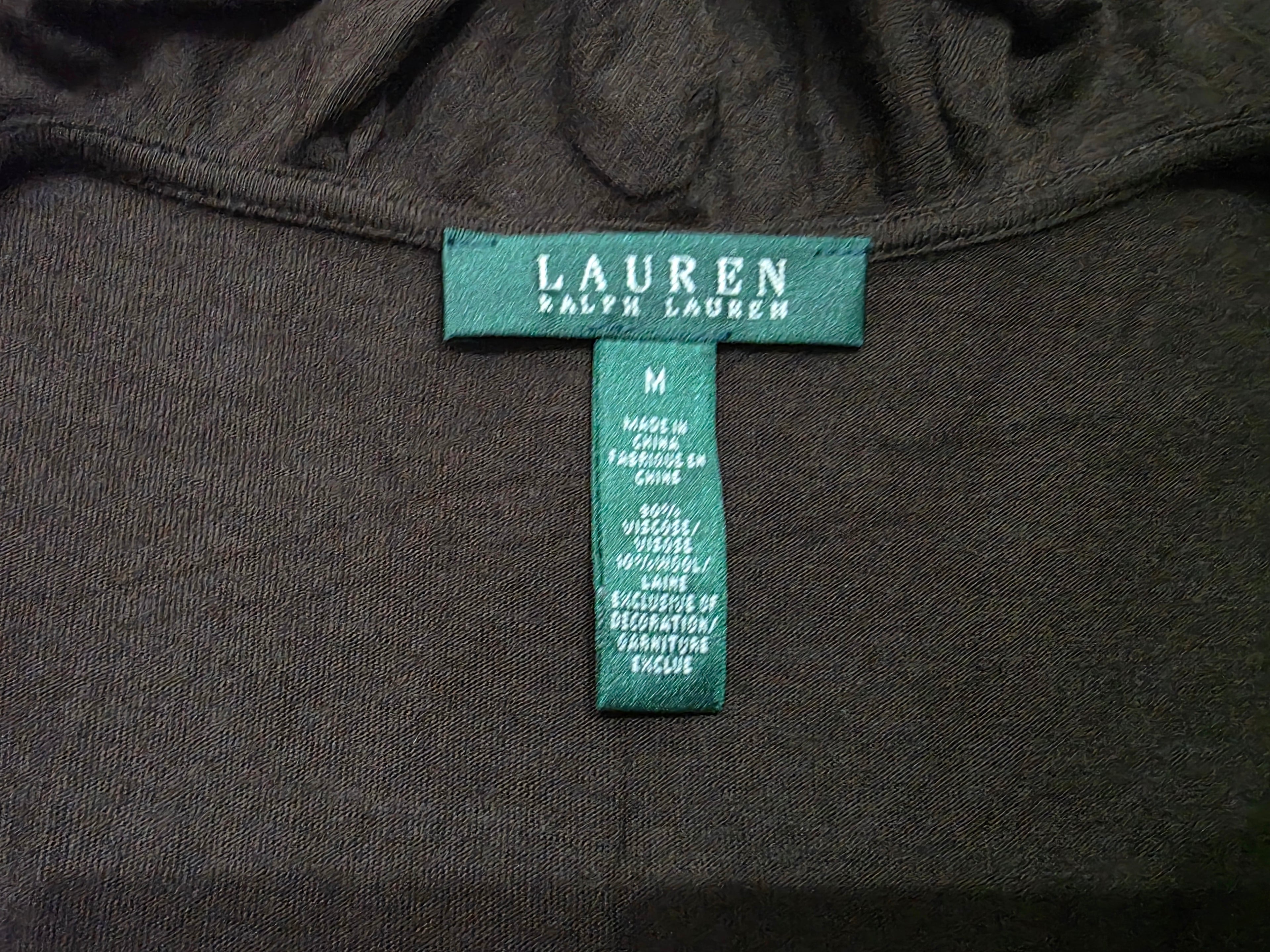 Blusa Ralph Lauren de Mujer color cafe cuello v con olanes