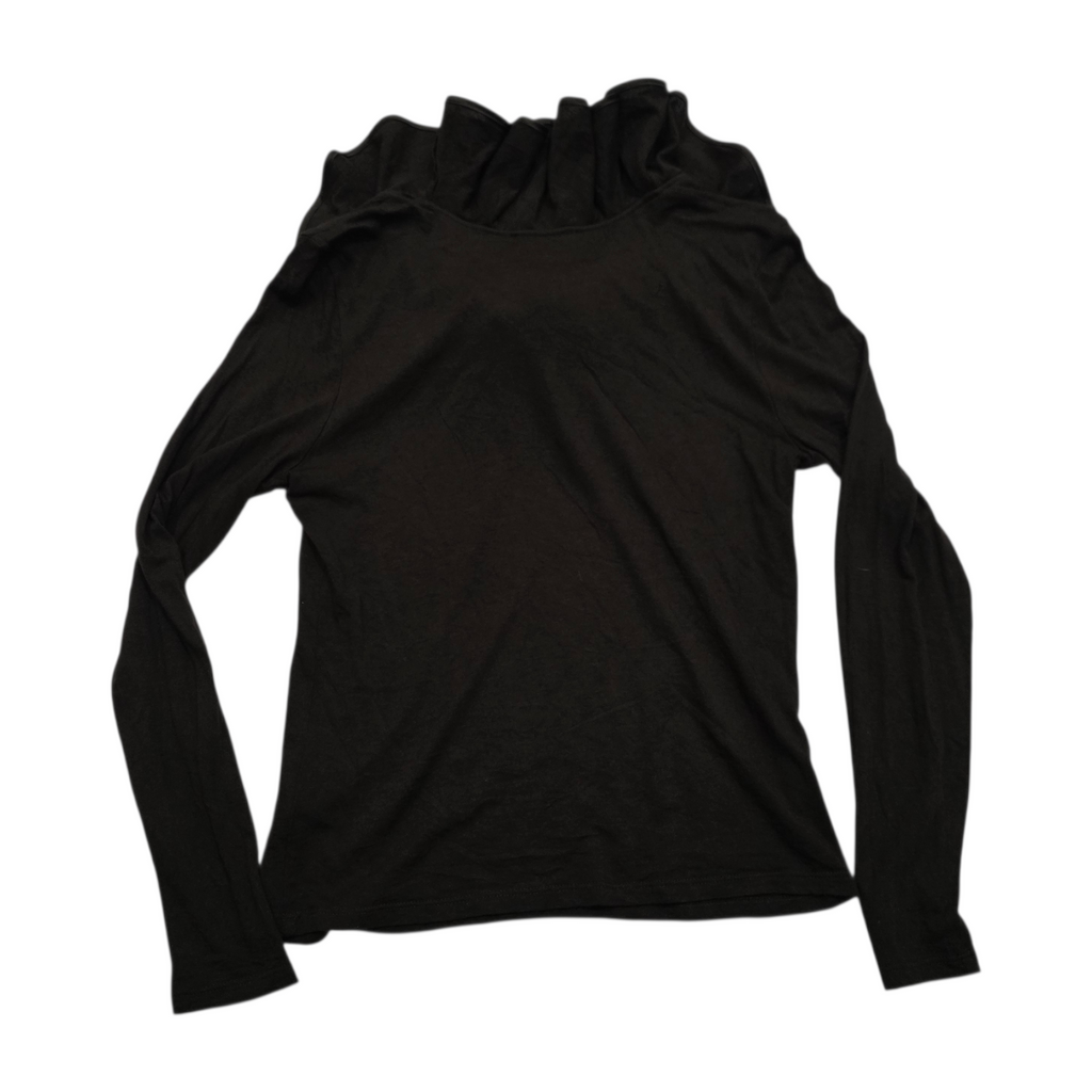 Blusa Ralph Lauren de Mujer color cafe cuello v con olanes