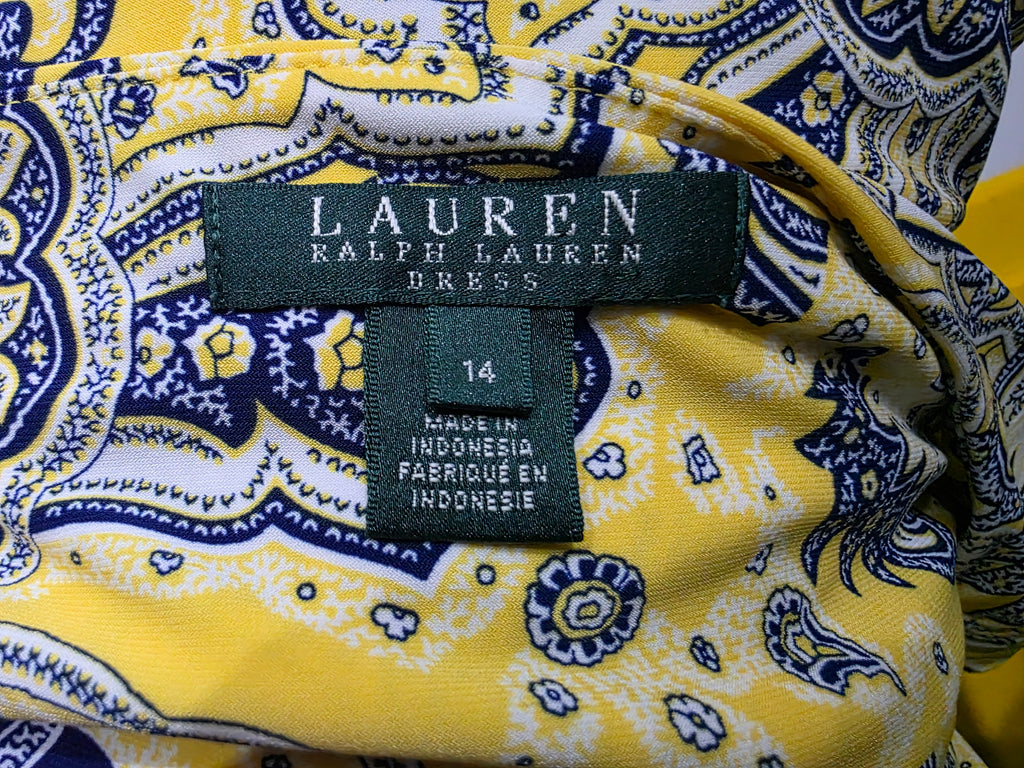 Vestido Amarillo manga corta Ralph Lauren talla 14 de Mujer