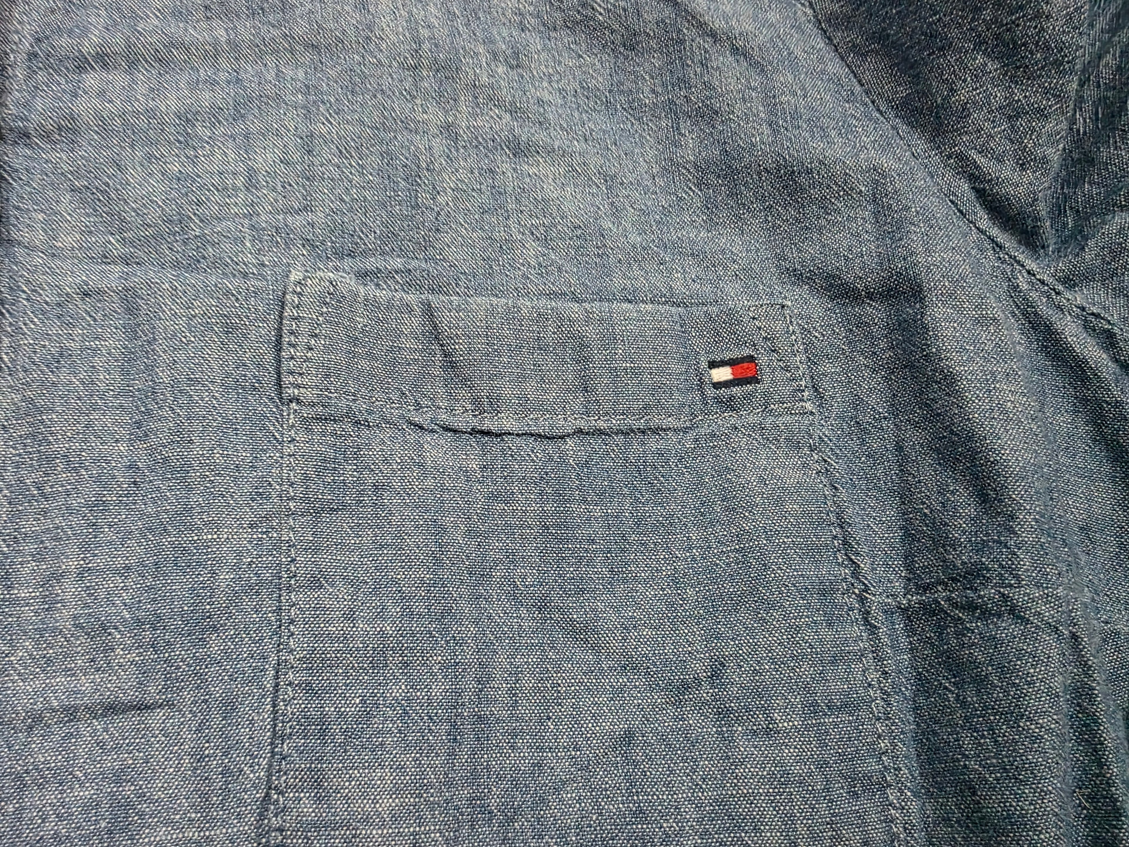 Camisa Tommy Hilfiger azul acero manga larga talla Chica
