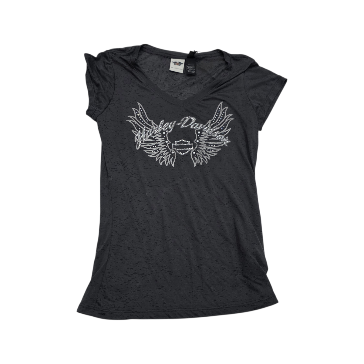 Playera Harley Davidson Talla Chica de Mujer color gris manga corta
