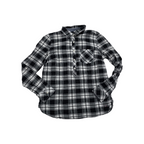 Blusa Tommy Hilfiger negra/gris a cuadros manga larga medio boton Mediana