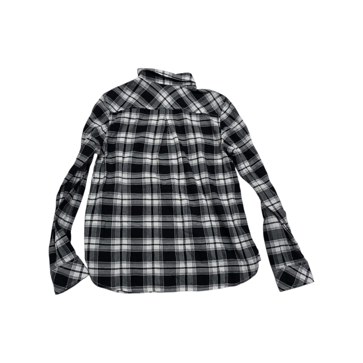 Blusa Tommy Hilfiger negra/gris a cuadros manga larga medio boton Mediana