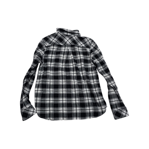 Blusa Tommy Hilfiger negra/gris a cuadros manga larga medio boton Mediana