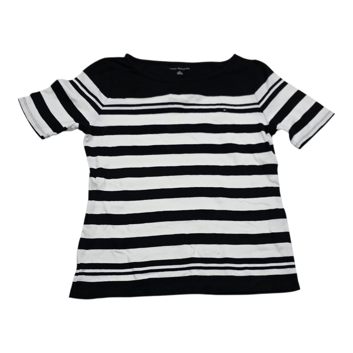 Playera Tommy Hilfiger blanca/negro rayada manga corta