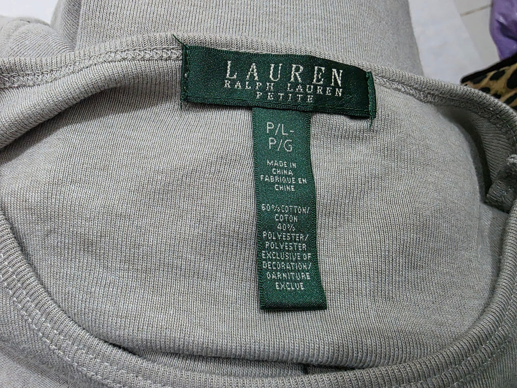 Playera Ralph lauren basica color.gris manga larga Grande de Mujer