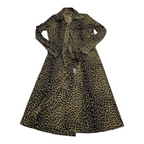 Vestido Brooks Brothers Mujer Talla L Estampado Leopardo Midi Manga Larga con Cinturón Elegante